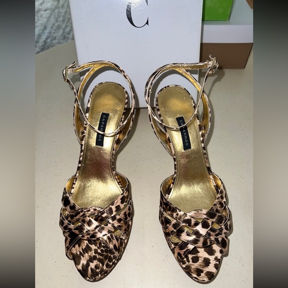 Caparros animal print satin platform stiletto heels 8.5 - Picture 2 of 13